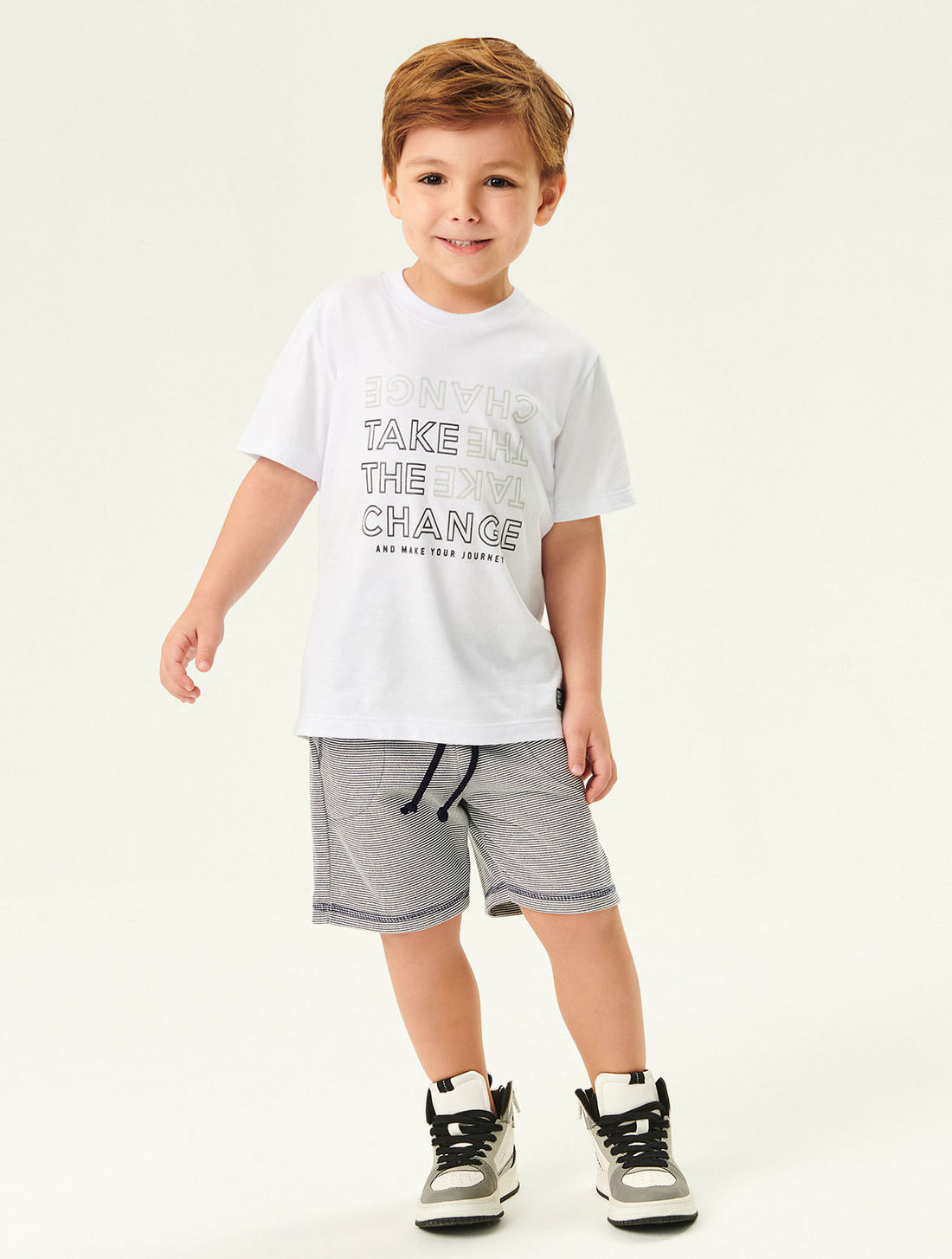 CONJ CAMISETA E BERMUDA BRANCO/DRESS BLUE