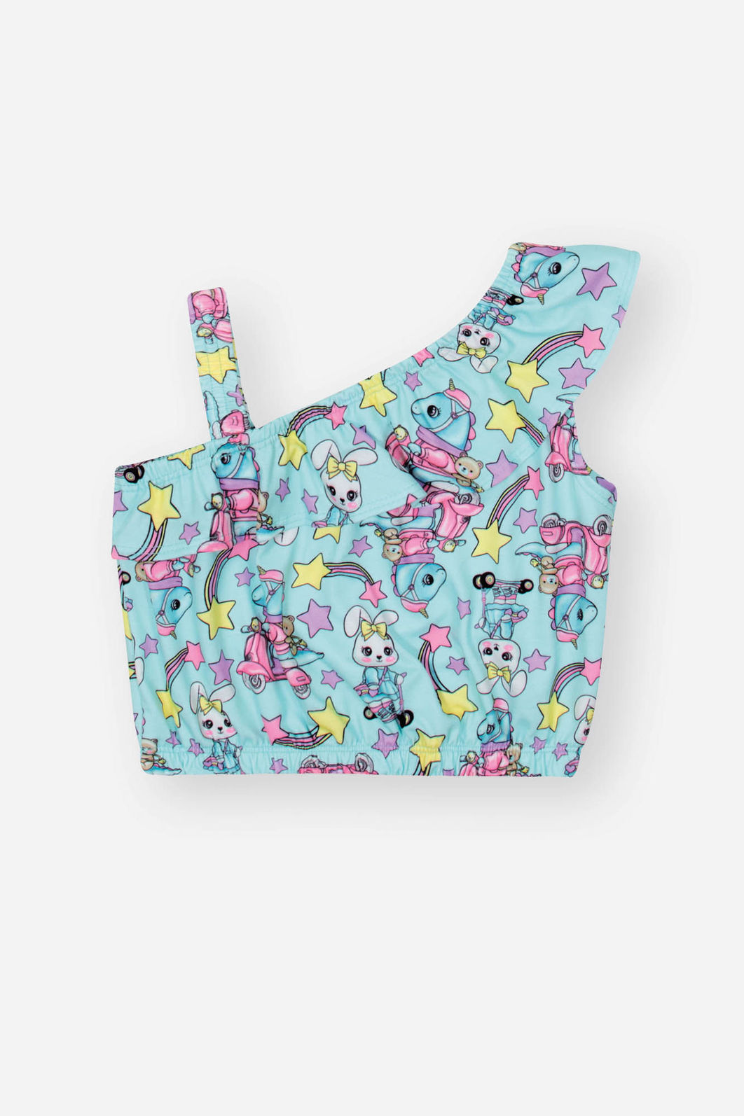 Conjunto Infantil Menina Blusa Dino E Short Azul Mundo Cinti