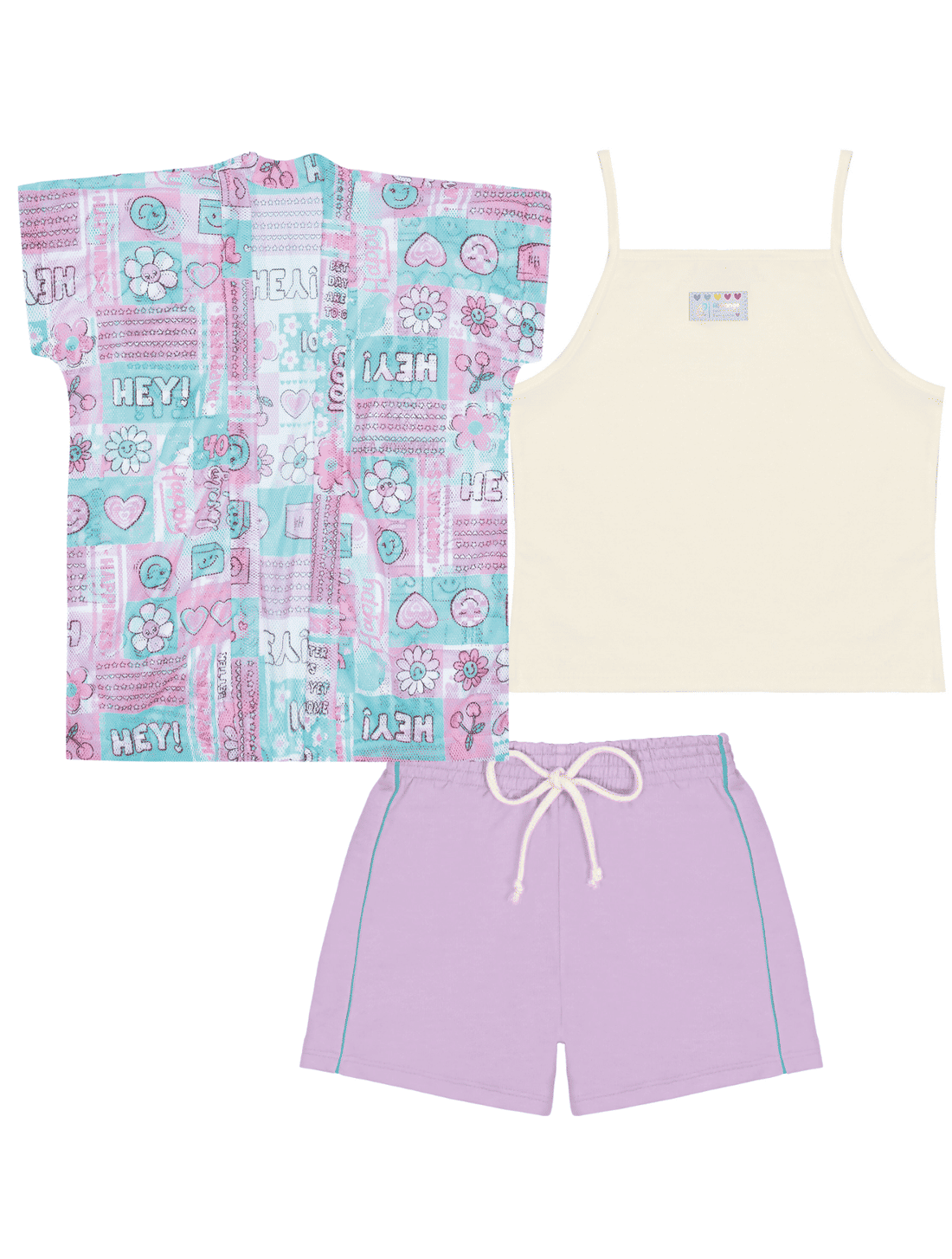 CONJ BLUSA ,SHORTS E KIMONO NAT/LL LIBERT/LL LIB