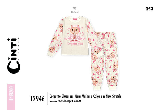 Pijama Infantil Menina Capivara Mundo Cinti