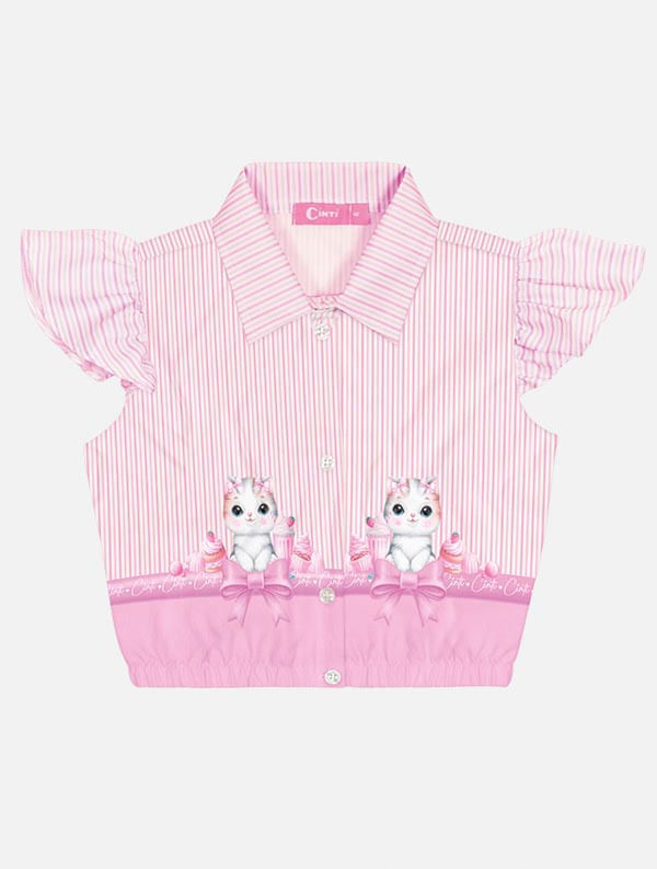 CONJ CAMISETE E SHORTS ROSA CINTI/OFF WHITE