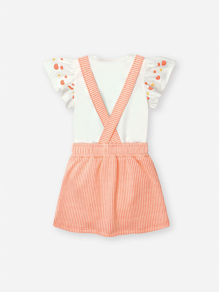 Conjunto Bebê Menina Blusa e Salopete Lemonade Listrada Laranja