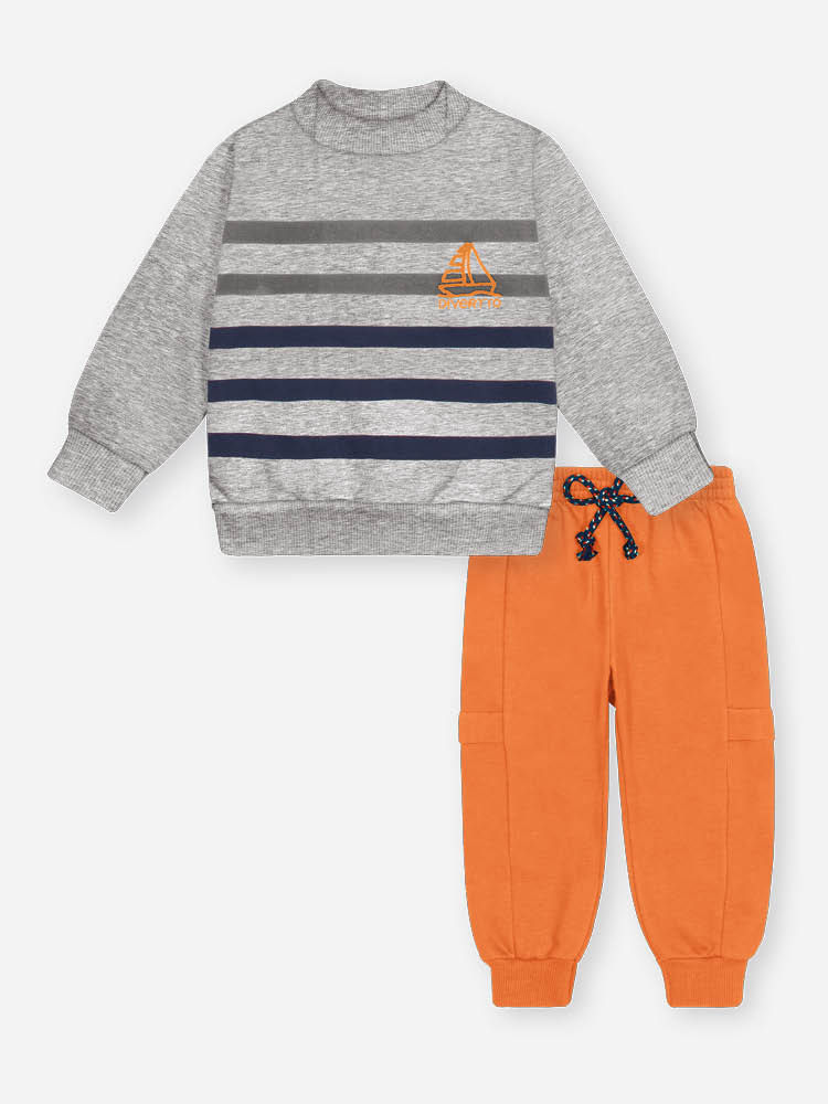 Conjunto Bebê Menino Listras Saylor's Divertto MESCLA MEDIO/LJ WINTER SUN