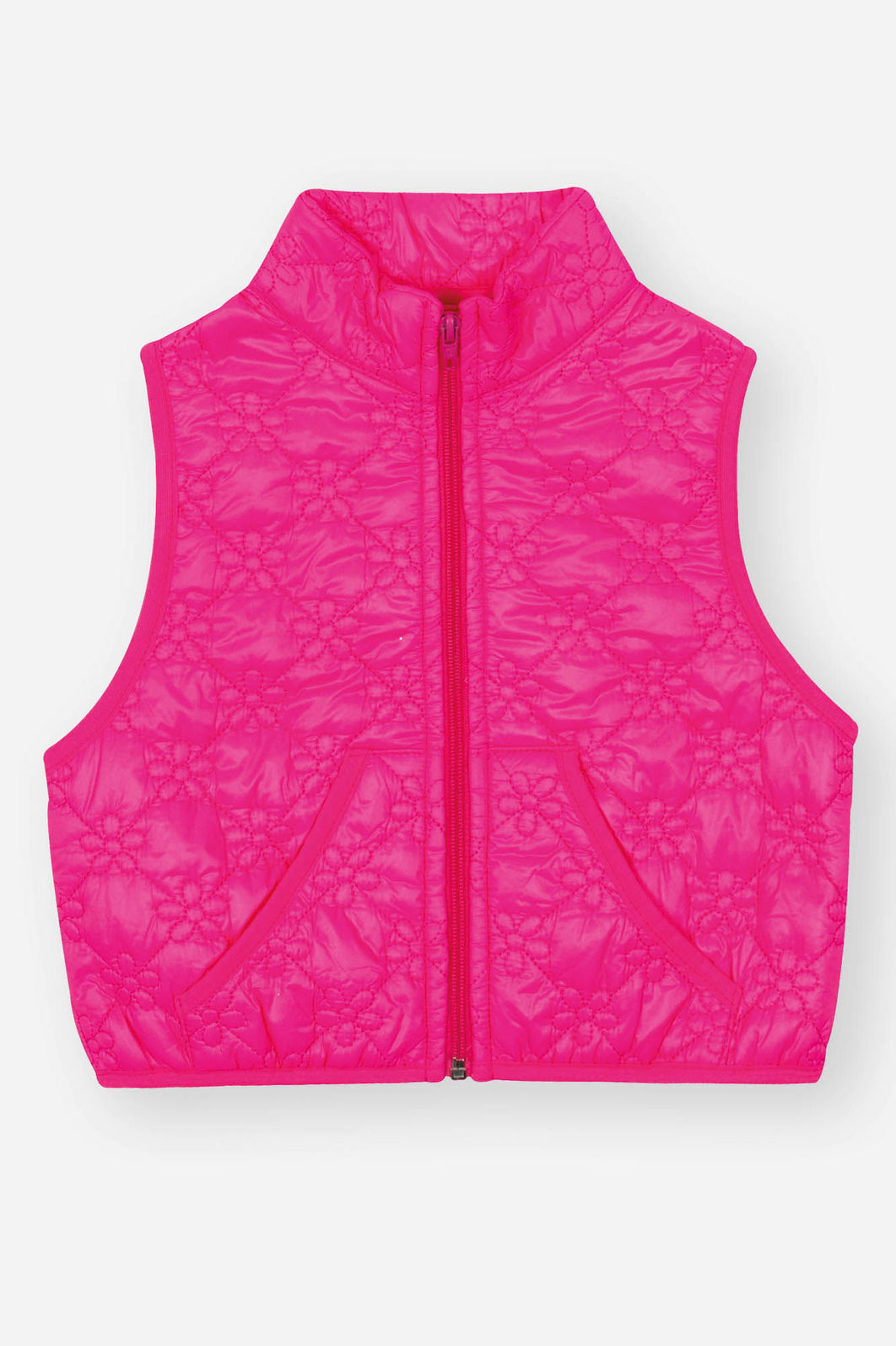 Conjunto Infantil Menina Blusa; Short-Saia E Colete Rosa Neon Mundo Cinti