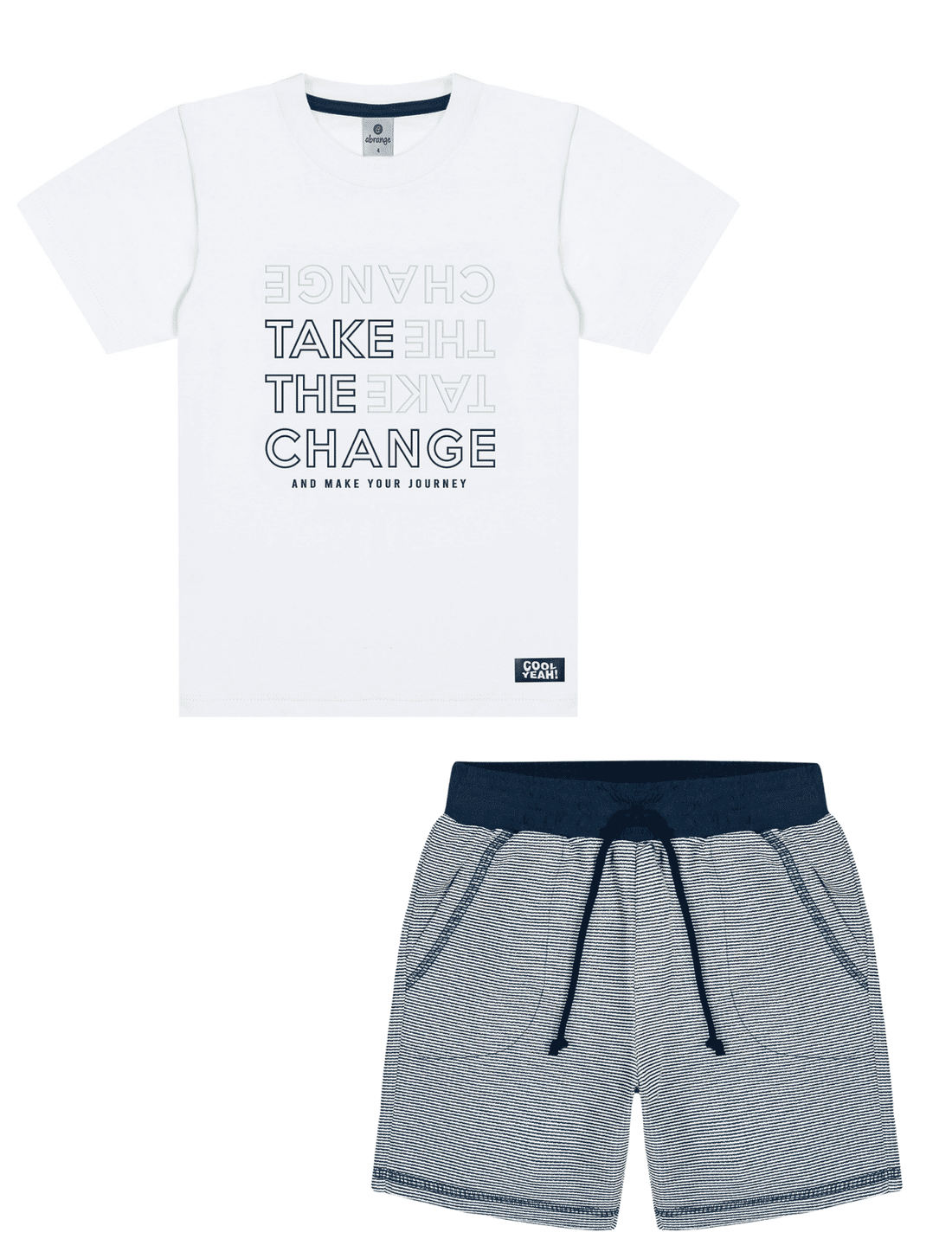CONJ CAMISETA E BERMUDA BRANCO/DRESS BLUE