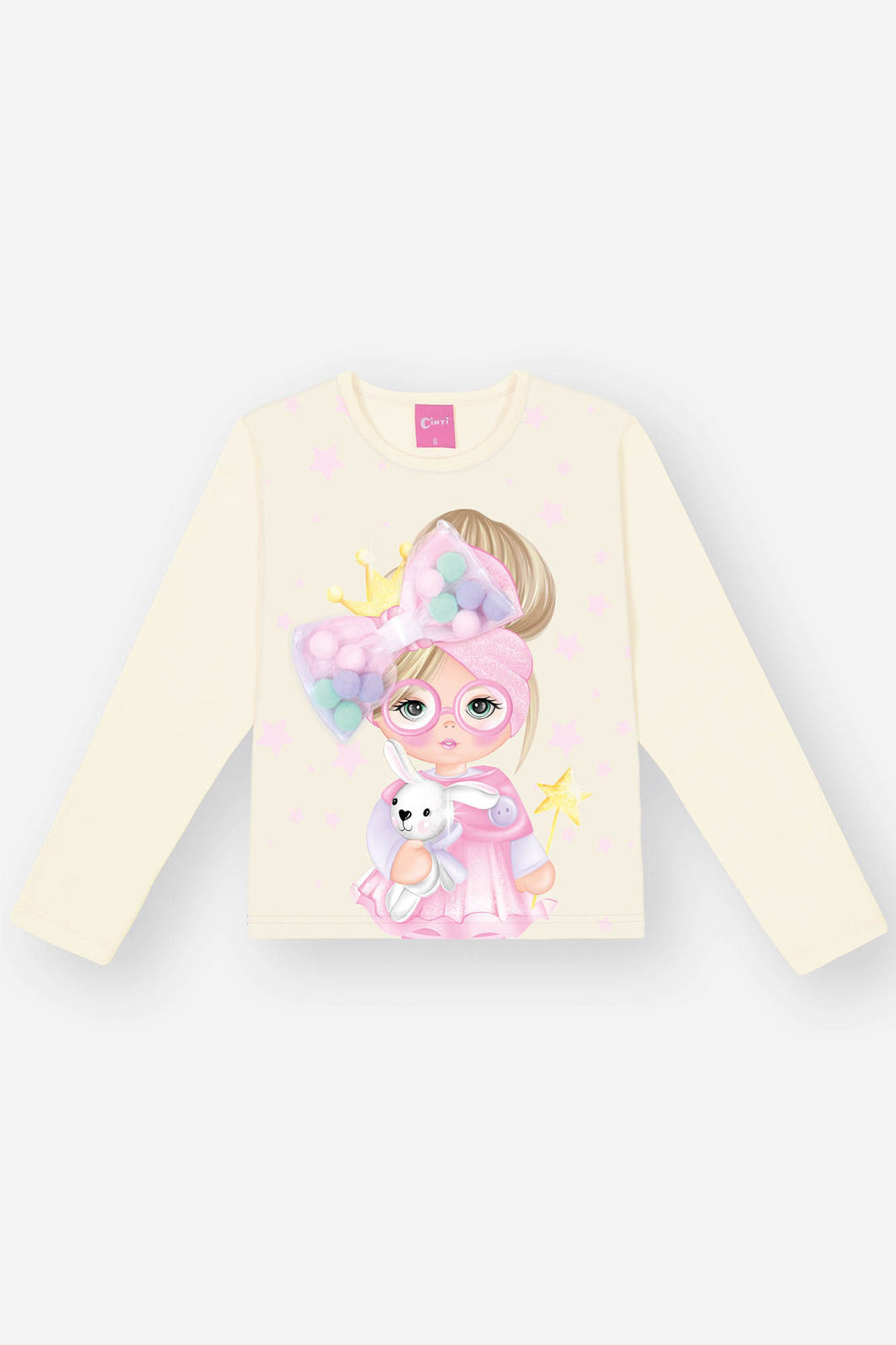Conjunto Infantil Menina Blusa E Saia-Short Tule Natural Mundo Cinti