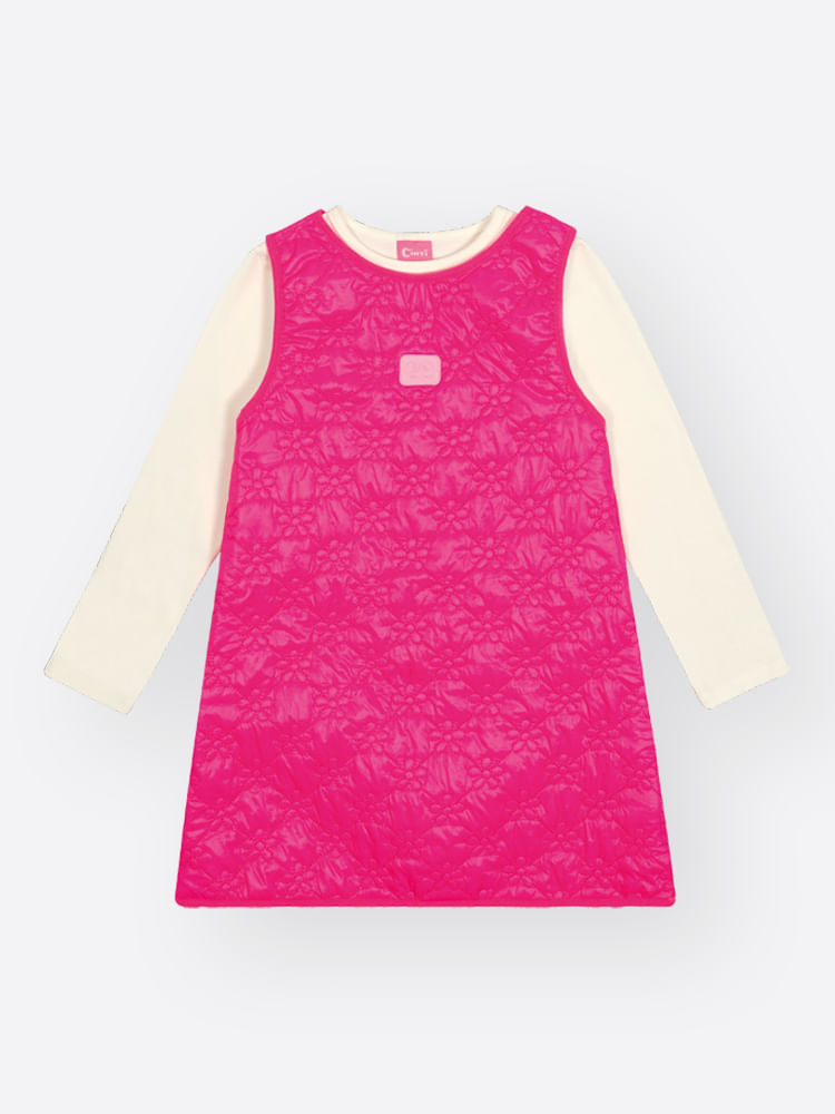 Conjunto Menina em Matelasse Floral Pink Mundo Cinti