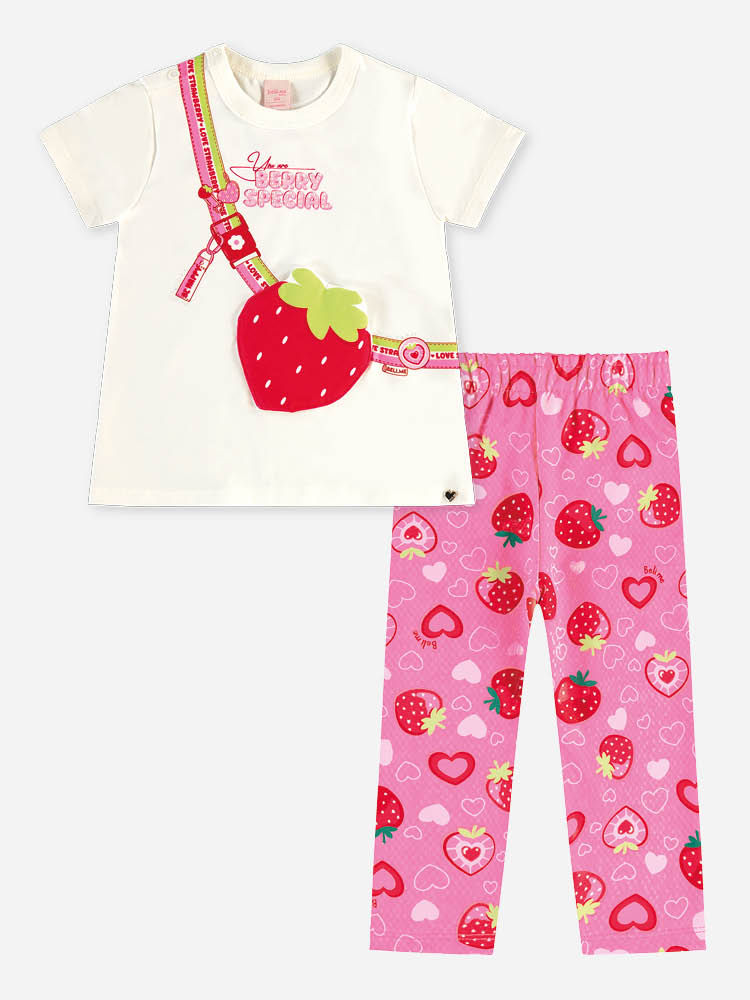 Conjunto Bebê Moranguinho com Blusa Alongada e Legging Conjunto Bebê Moranguinho com Blusa Alongada e Legging