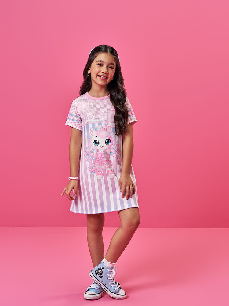 Vestido Infantil Cheerleader em Neoprene com Strass – Vestido Menina Cinti World Series AZUL PROVENCE