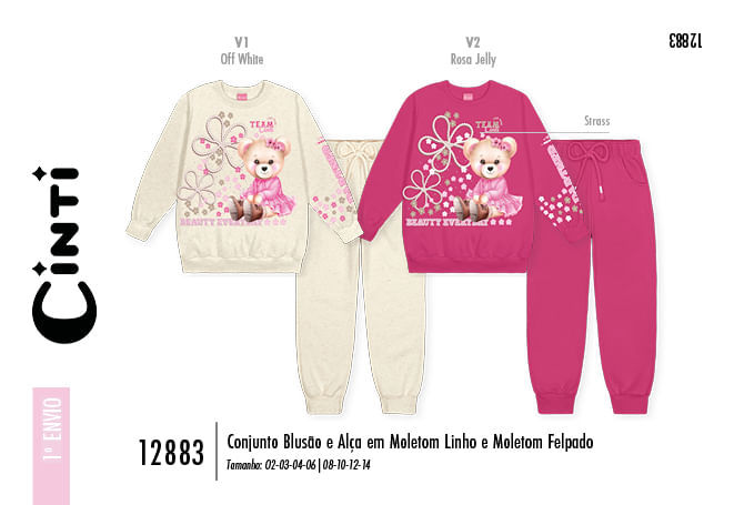 Conjunto Menina Bear Partner Floral Mundo Cinti