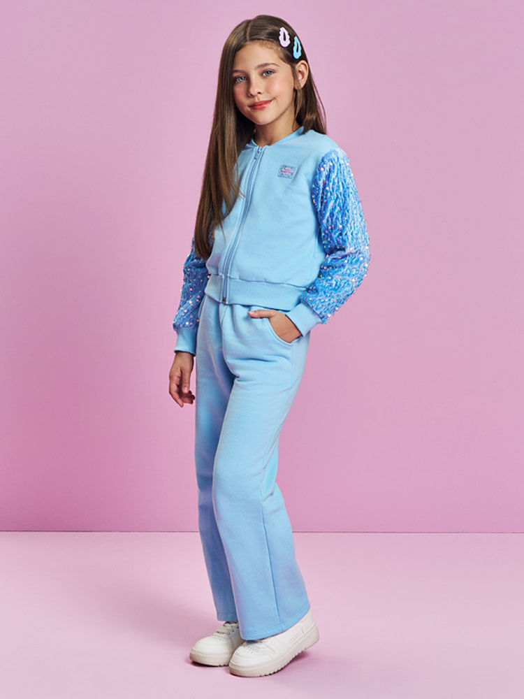 Calça Infantil Wide Leg em Moletom Felpado Quentinha – Inverno Menina Confortável