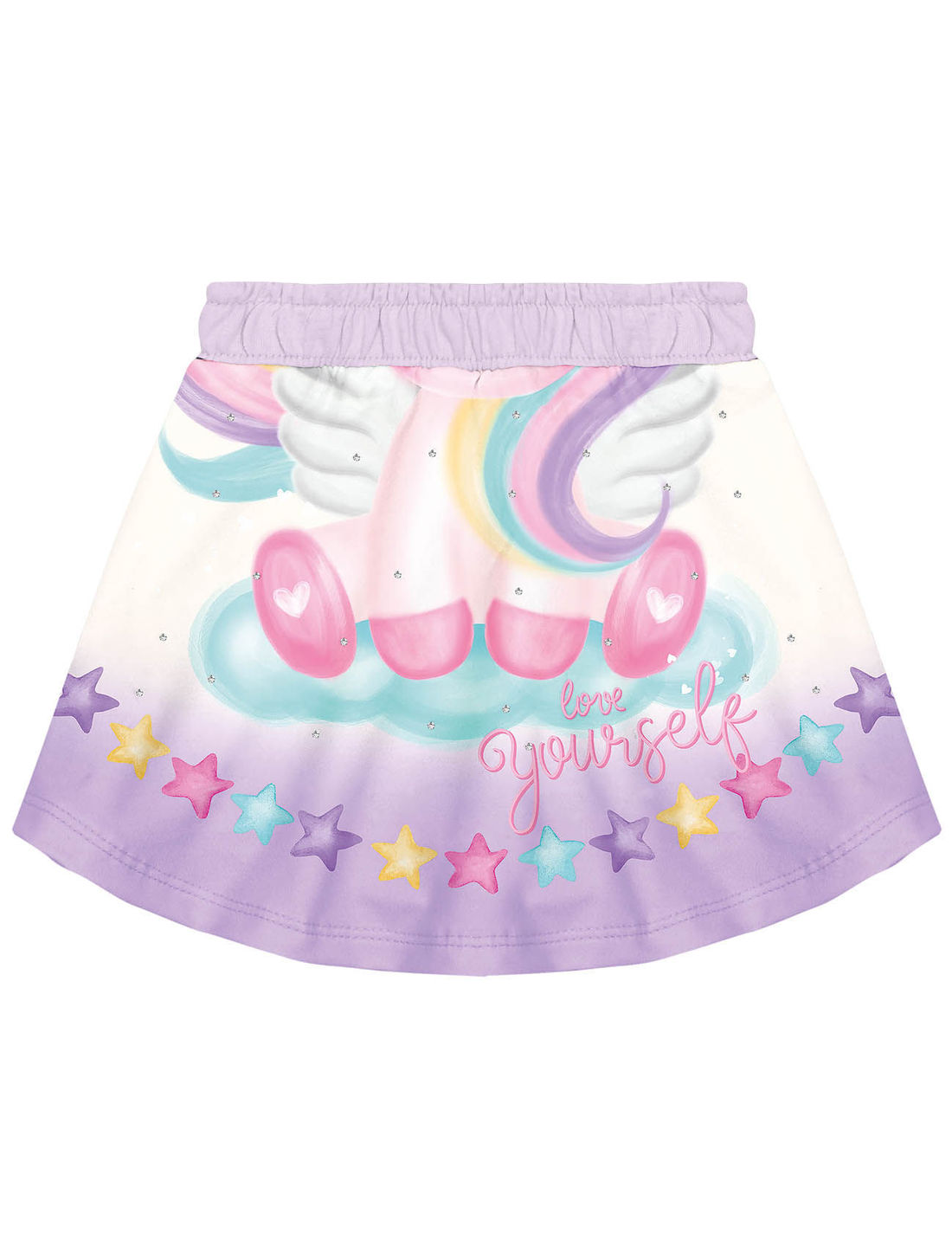 Conjunto Bebê Menina Blusa E Saia-Short Unicórnio Lilás Cinti