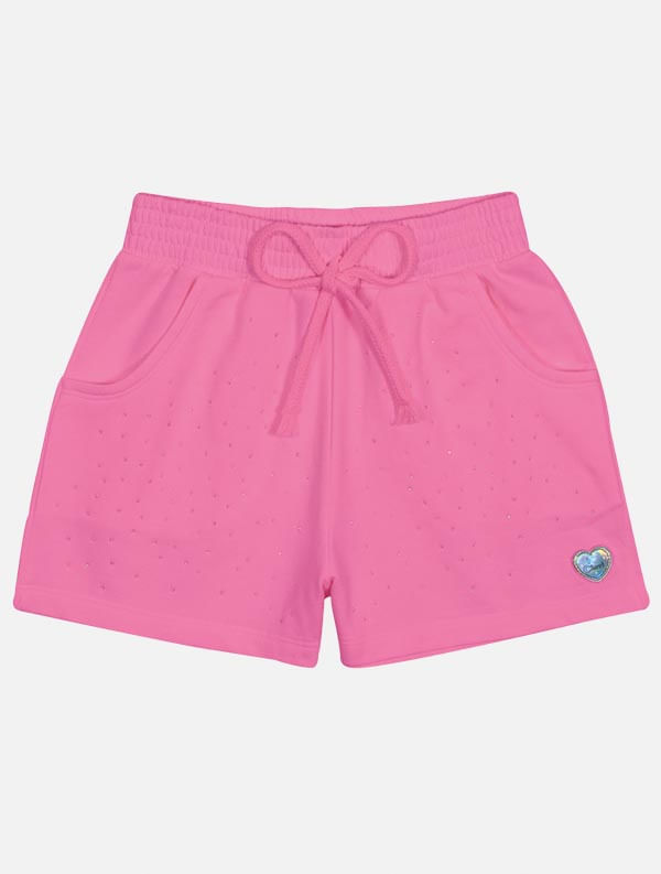 Shorts Infantil Menina Com Strass Rosa Mundo Cinti