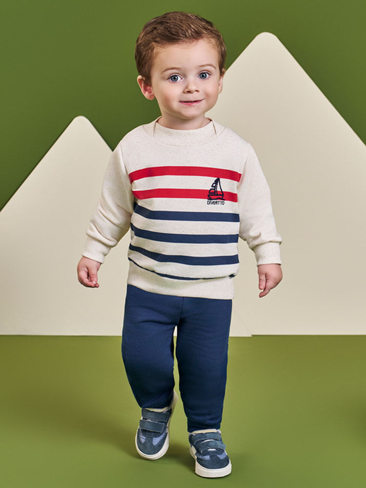 Conjunto Bebê Menino Listras Saylor's Divertto MESCLA MEDIO/LJ WINTER SUN