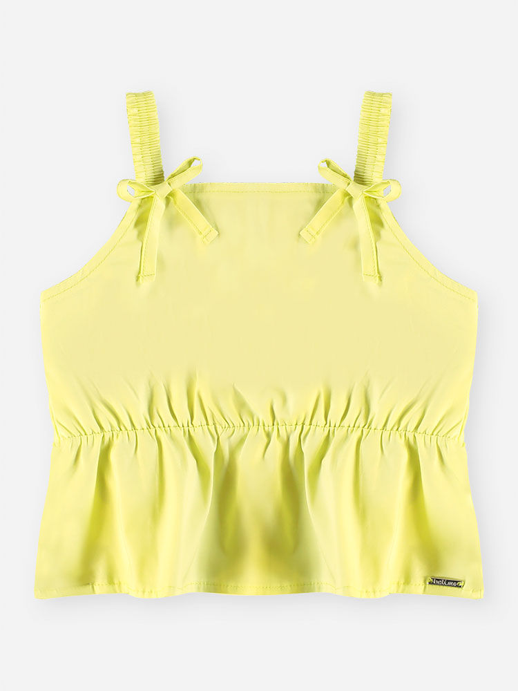 Conjunto Infantil Menina Regata Cropped Lemon e Short Branco