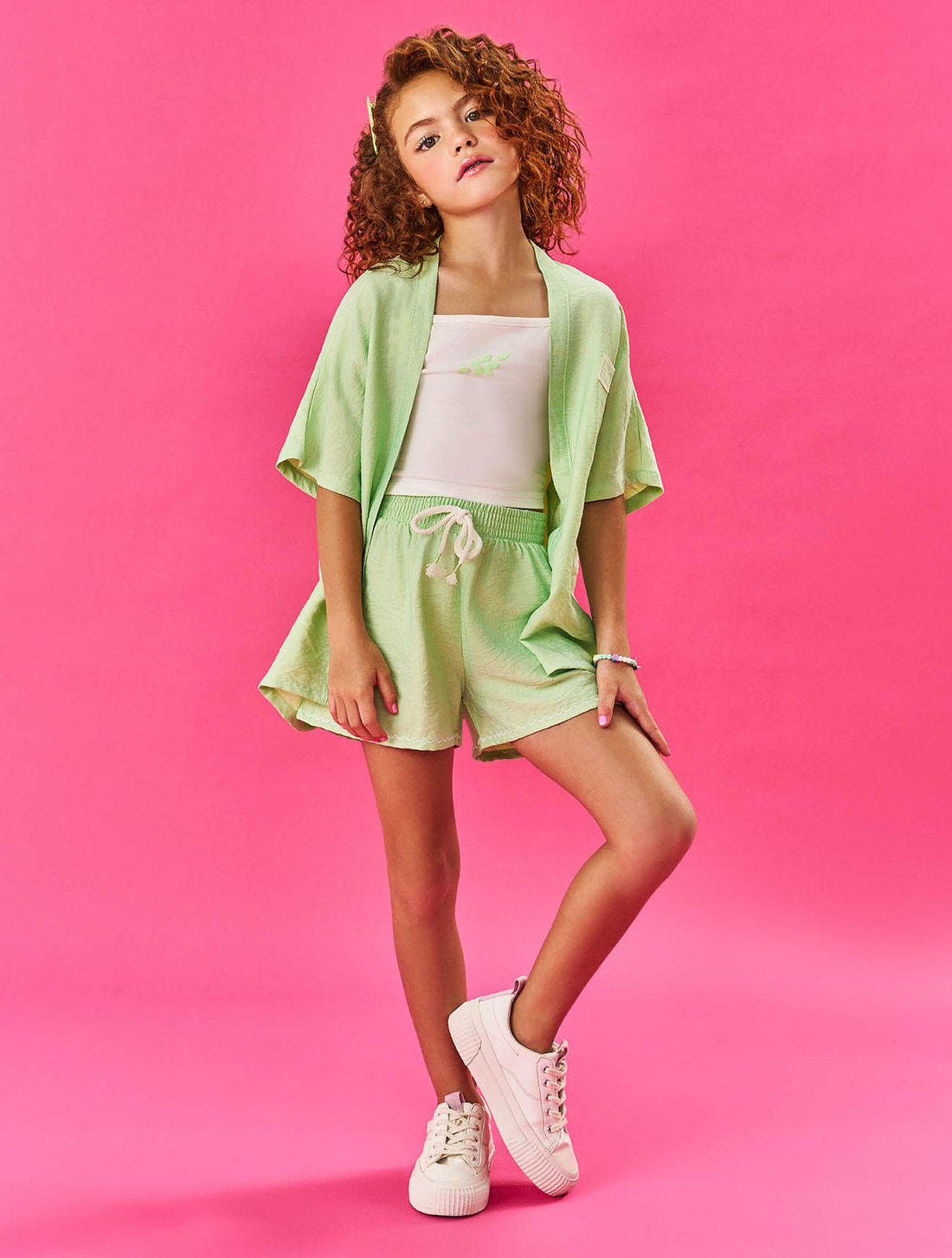 CONJ BLUSA, SHORTS E KIMONO VD PARA/VD PARA/NAT