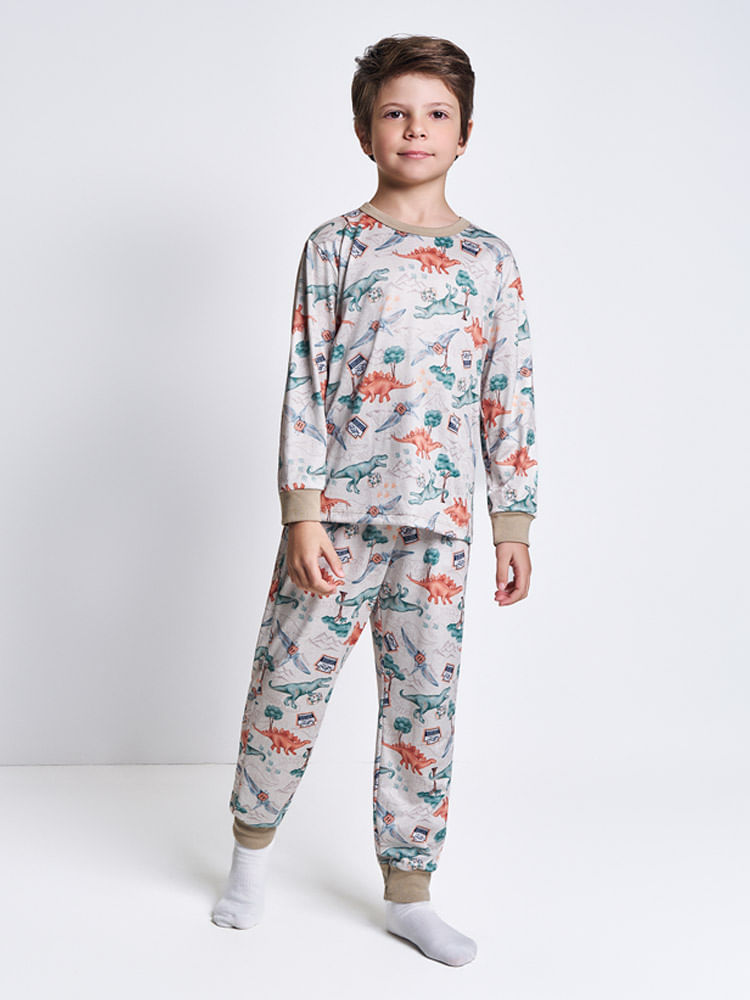 Pijama de Inverno Infantil Menino Dino World Divertto CINZA CROMIO