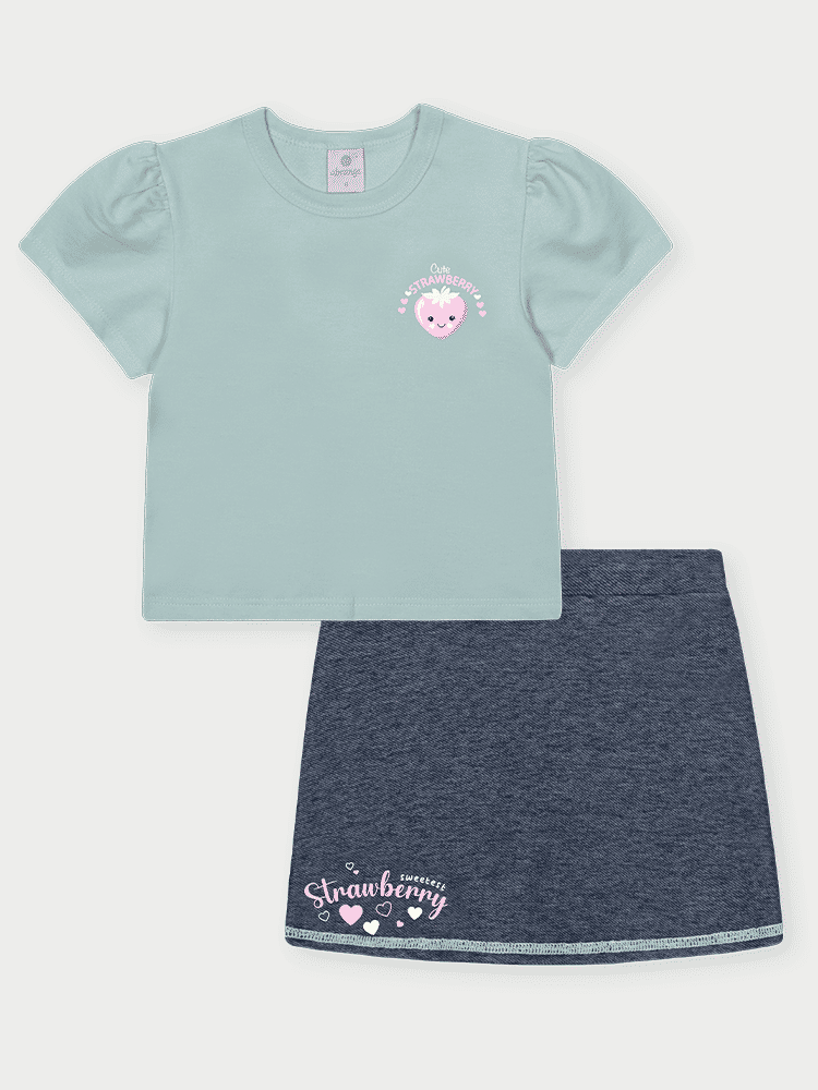 Conjunto Infantil Menina Morango Menta Abrange