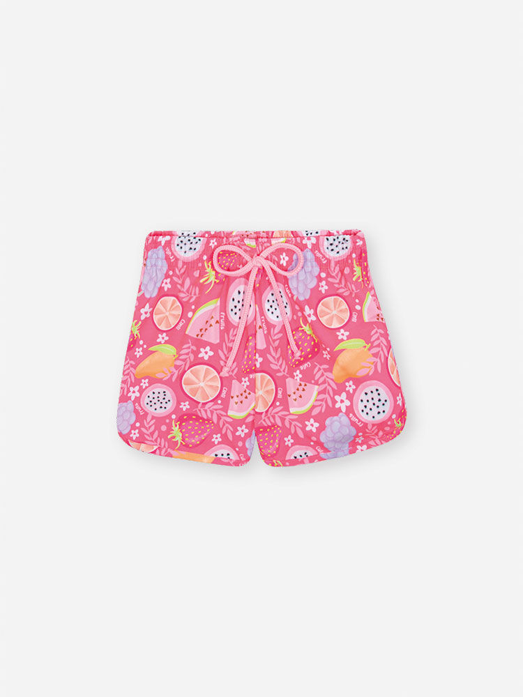 Shorts Infantil de Praia em Nylon Estampado ROSA NEON FORTE