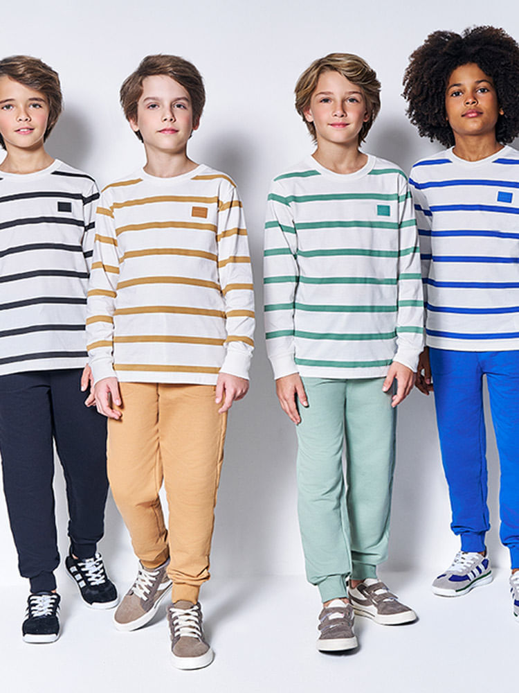 Camiseta Infantil Listrada Manga Longa – Básico Estiloso para Look de Inverno Confortável