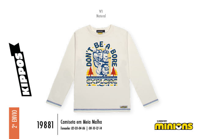 Camiseta Menino Manga Longa Minions Don't Be A Bore Kippos