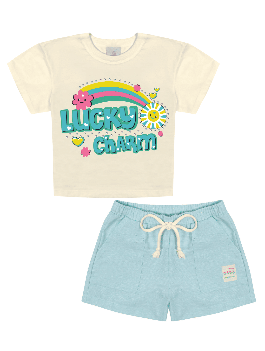 CONJ BLUSA E SHORTS NATURAL/VD MENTOL