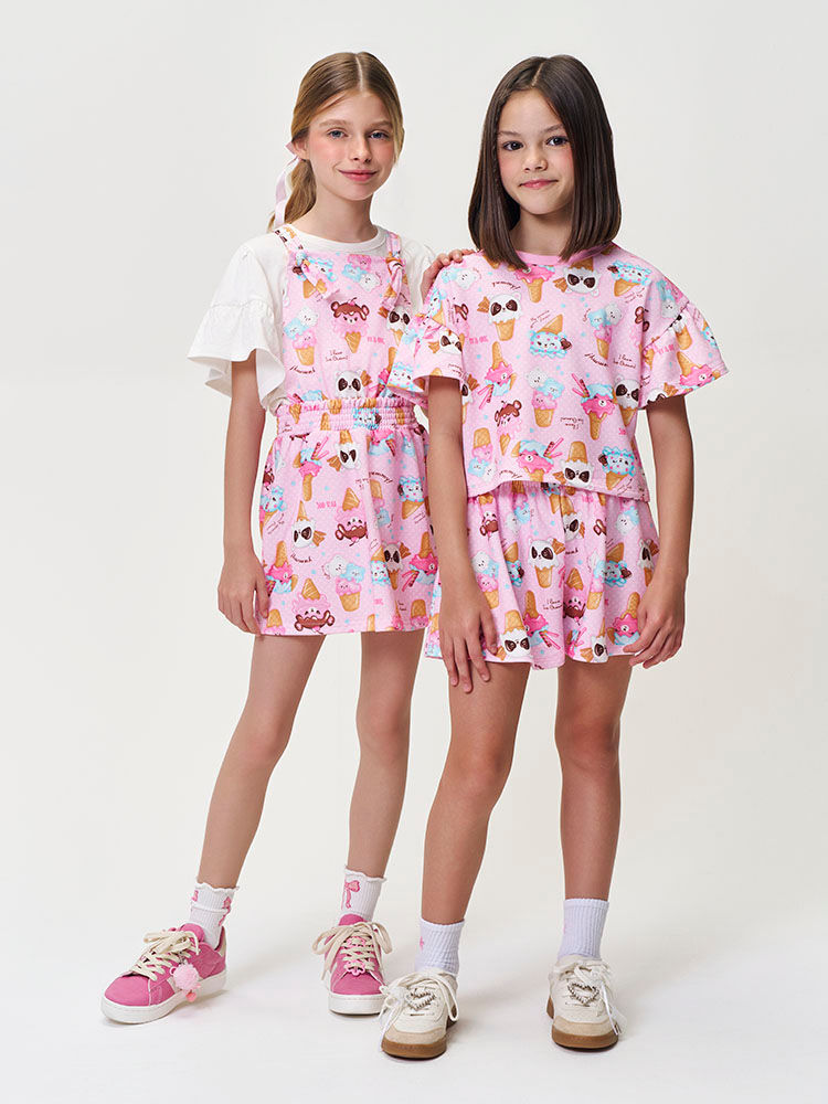 Conjunto Infantil Boxy e Short Molecotton de Sorvetes