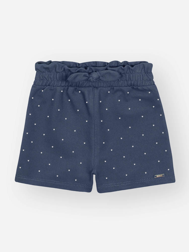 Shorts Infantil Fashion em Molecotton Denim com Strass AZUL MARINHO