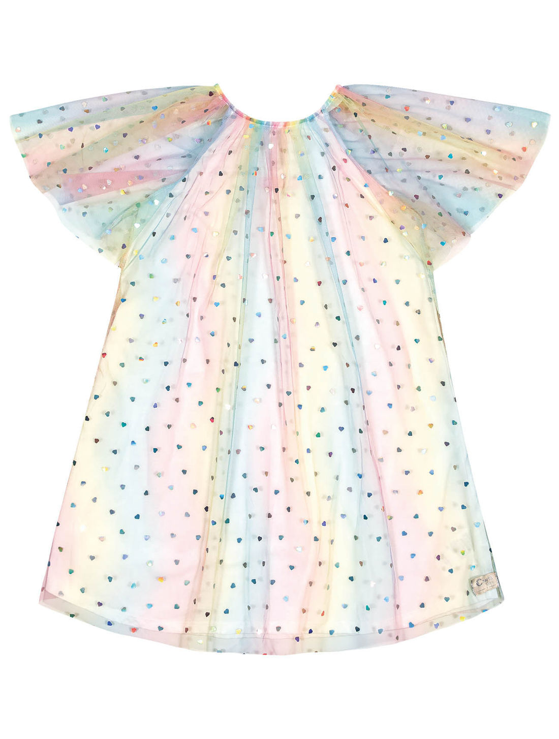 Vestido Infantil Menina Tule Com Corações Rosa Cinti Vestido Infantil Menina Tule Com Corações Rosa Cinti