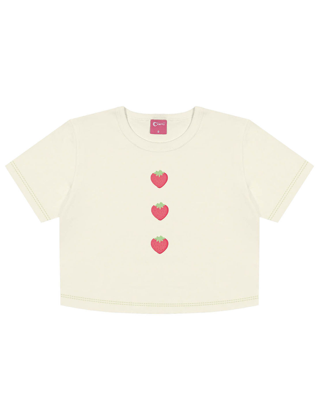 Conjunto Infantil Menina Blusa; Short E Corta Vento Strawberry Natural; Rosa E Verde Cinti
