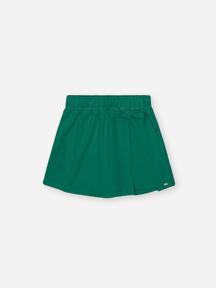 Conjunto Infantil com Blusa e Short-Saia em Moletinho Waffle – Look Menina Verão com Morango NATURAL/VD MOMENTO