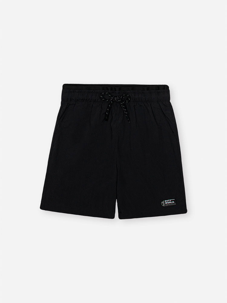 Bermuda Infantil Sportwear em Nylon Techno Touch com Cadarço Funcional PRETO