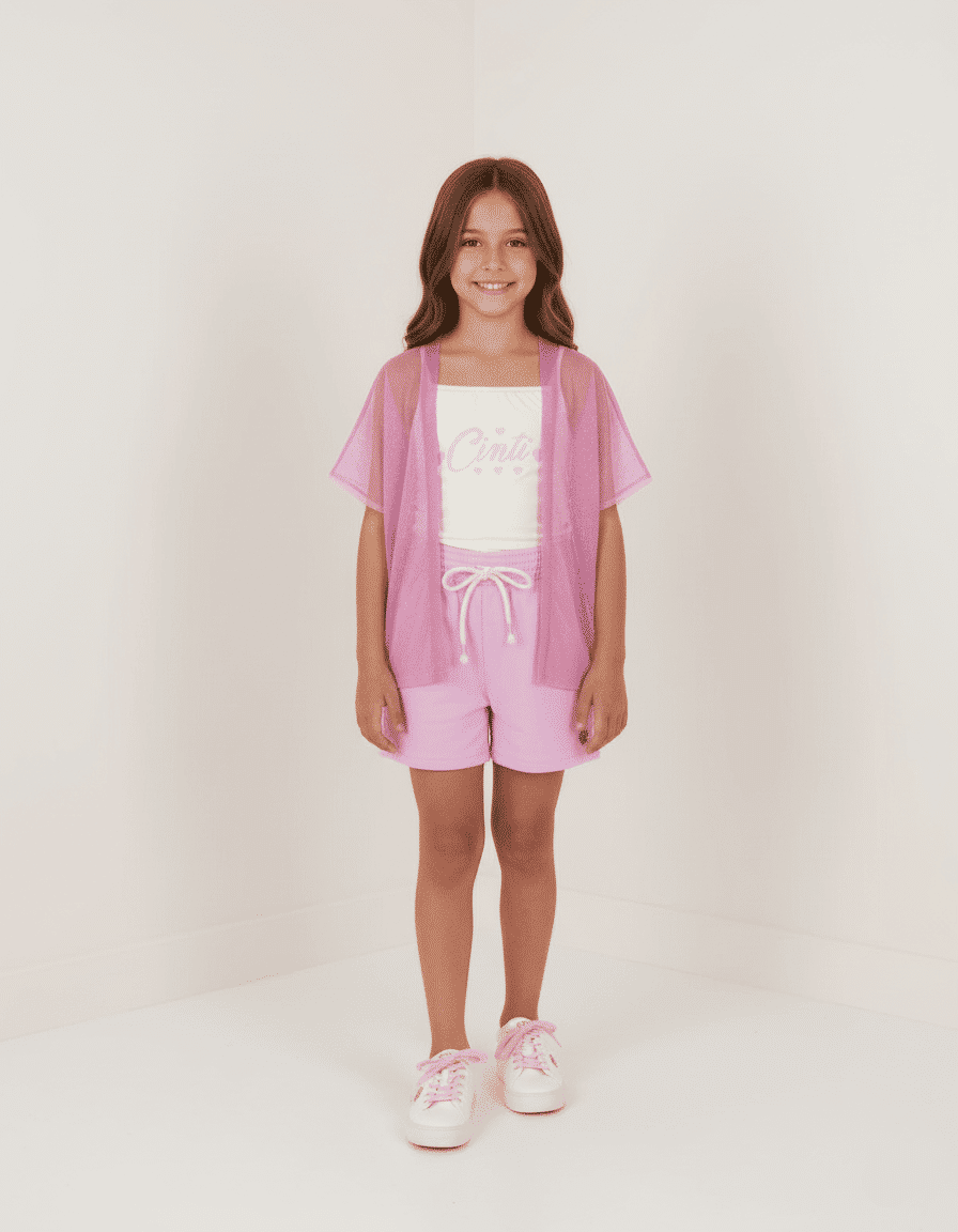 CONJ BLUSA, SHORTS E KIMONO NAT/LL CINTI/LL CINT