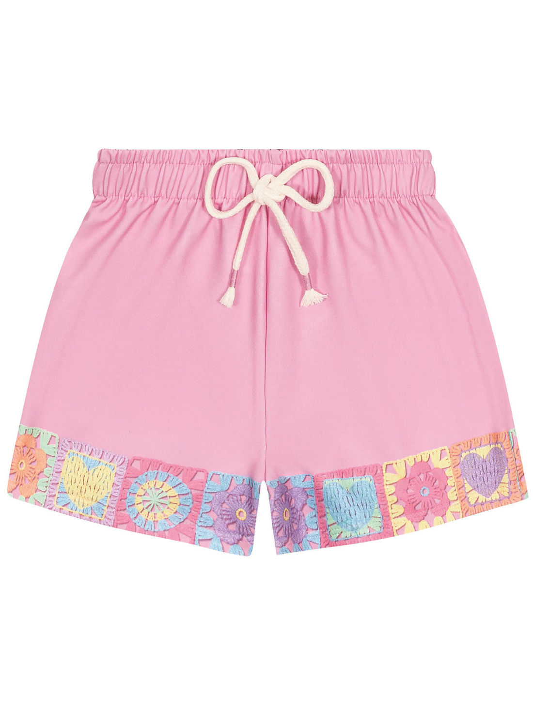 Conjunto Infantil Menina Blusa Cropped, Short E Camisa Total Print Rosa Cinti