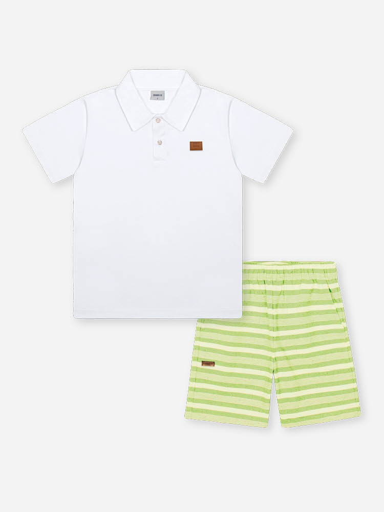 Conjunto Infantil Menino Polo e Bermuda Listrada Flour