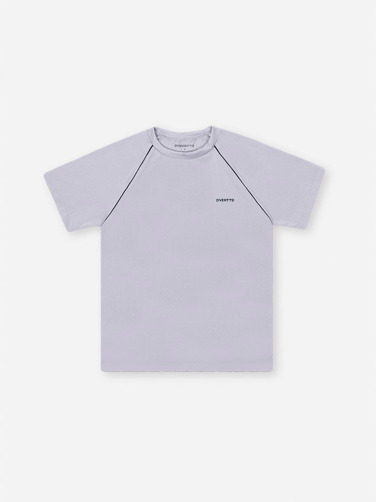 Camiseta Infantil Sportwear Tecnológica em Malha Fit Space Green com Termo Refletivo CINZA