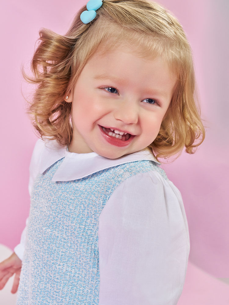 Vestido Infantil Manga Longa com Gola Boneca – Vestido Menina em Tweed Elegante Vestido Infantil Manga Longa com Gola Boneca – Vestido Menina em Tweed Elegante