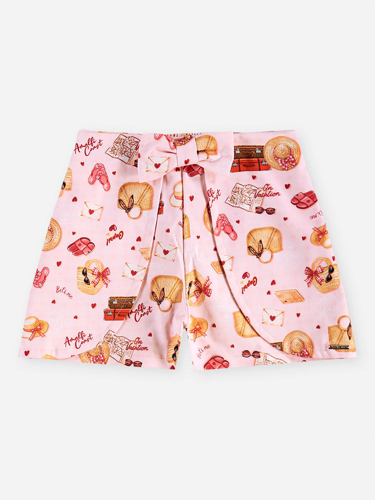 Conjunto Infantil Menina Regata Óculos e Short Estampa Delicada de Verão