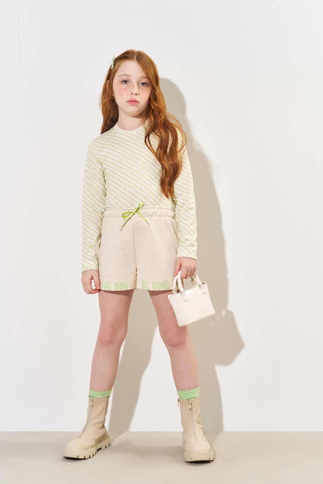 Blusa Infantil Menina Listras Smile Off White CTV