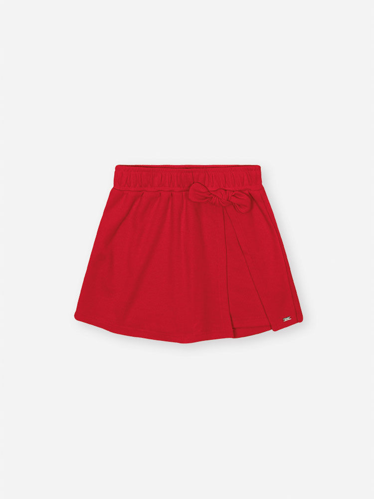 Conjunto Infantil com Blusa e Short-Saia em Moletinho Waffle – Look Menina Verão com Morango NATURAL/VM MARTE