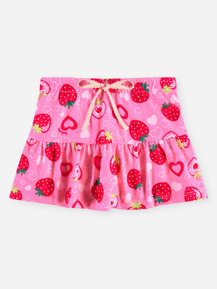 Conjunto Bebê Blusa Cool Summer e Saia-Short de Morangos