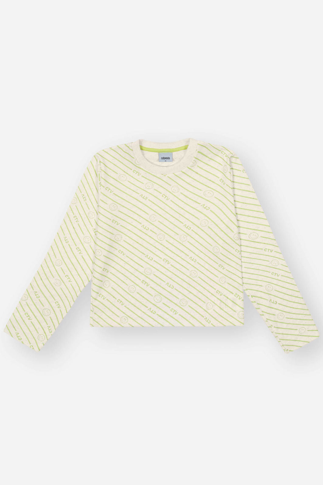 Blusa Infantil Menina Listras Smile Off White CTV