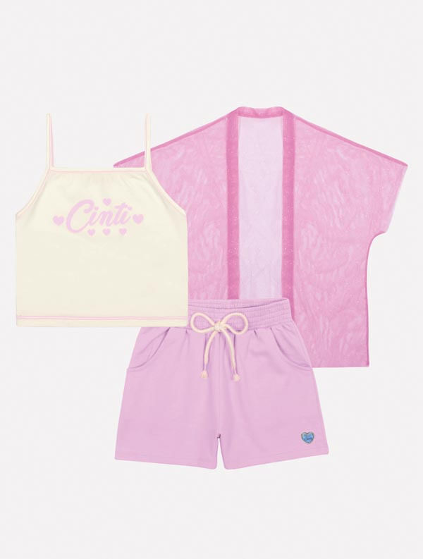 CONJ BLUSA, SHORTS E KIMONO NAT/LL CINTI/LL CINT