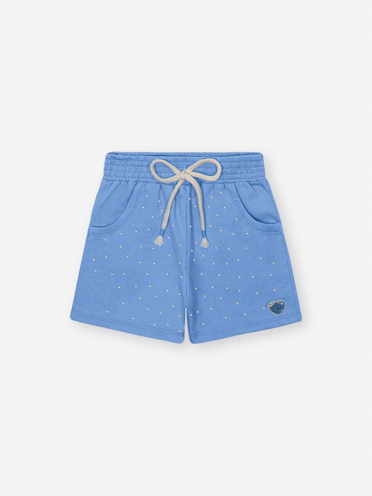 Shorts Infantil em Moletinho – Short Menina Verão Colorido com Cordão AZUL PROVENCE