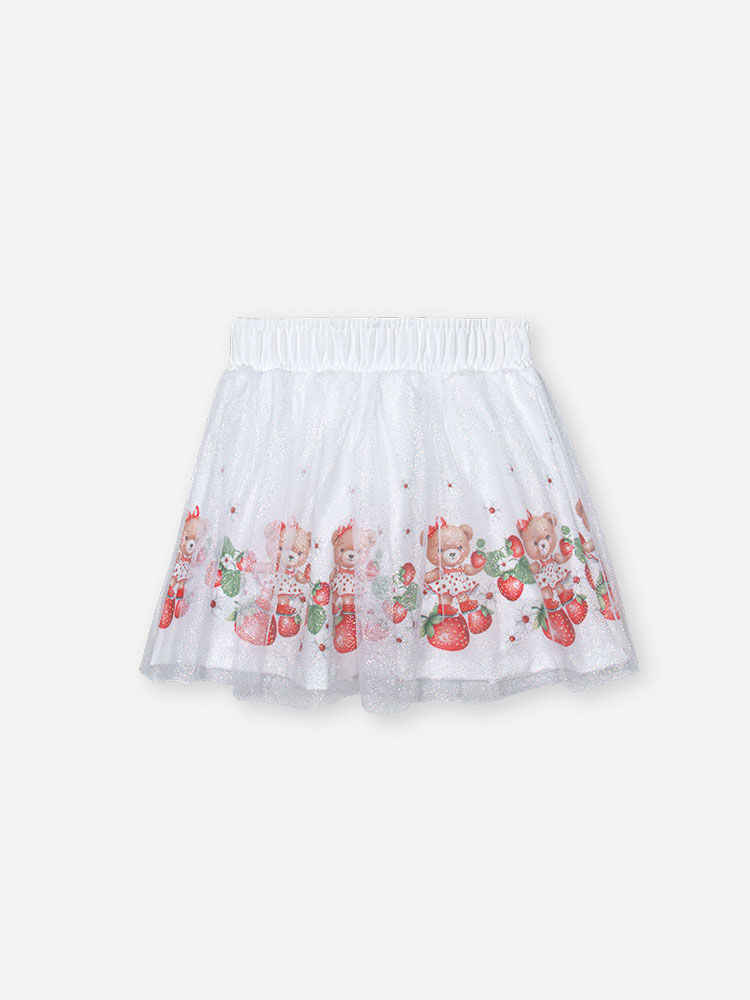 Conjunto Infantil Cropped com Babados e Saia-Short de Tule Ursa Conjunto Infantil Cropped com Babados e Saia-Short de Tule Ursa