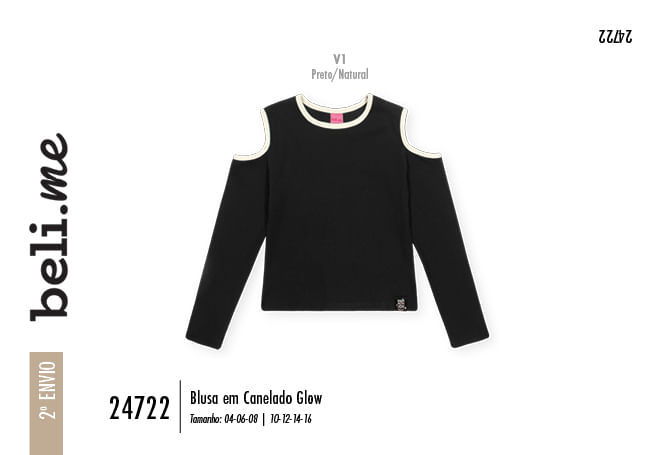 Blusa Glow Infantil Menina com Recorte Ombros Beli.me