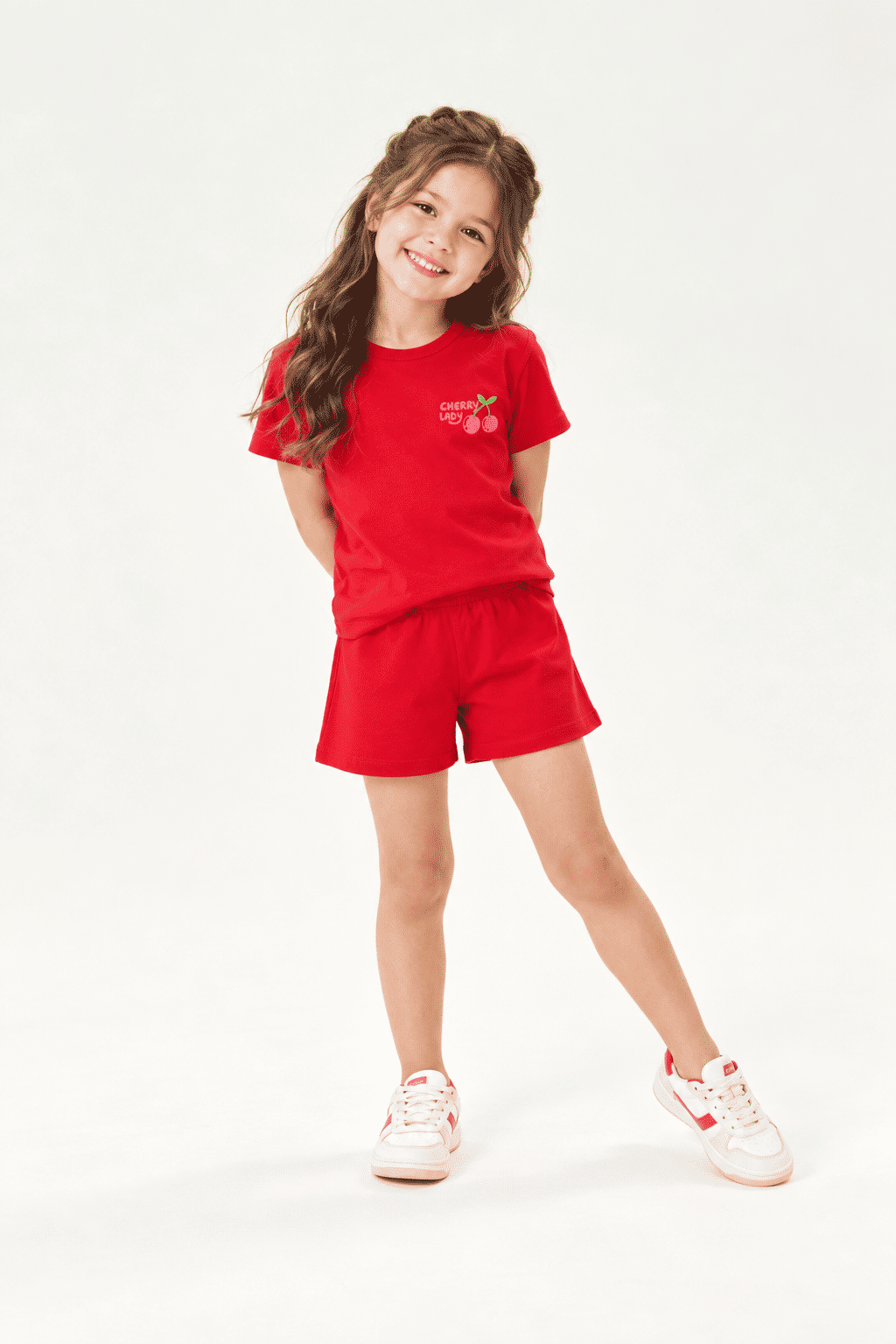 Conjunto Infantil Blusa Cherry Lady e Shorts Vermelho Conjunto Infantil Blusa Cherry Lady e Shorts Vermelho