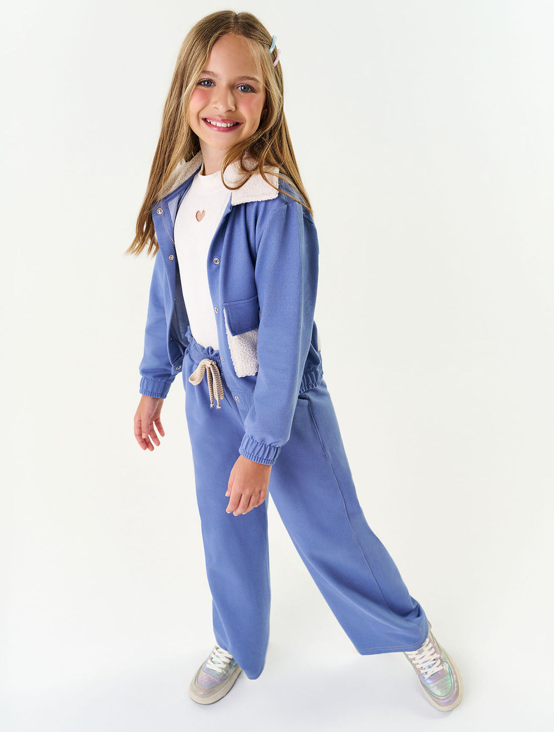 Calça Wide Leg Azul Jeans Médio Abrange
