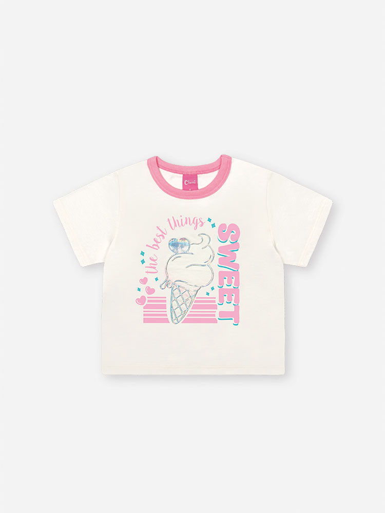 Conjunto Infantil Neon Love com Blusa Boxy e Shorts Saia em Moletom P.A – Look Menina Verão com Rele NATURAL/RS BARBIE