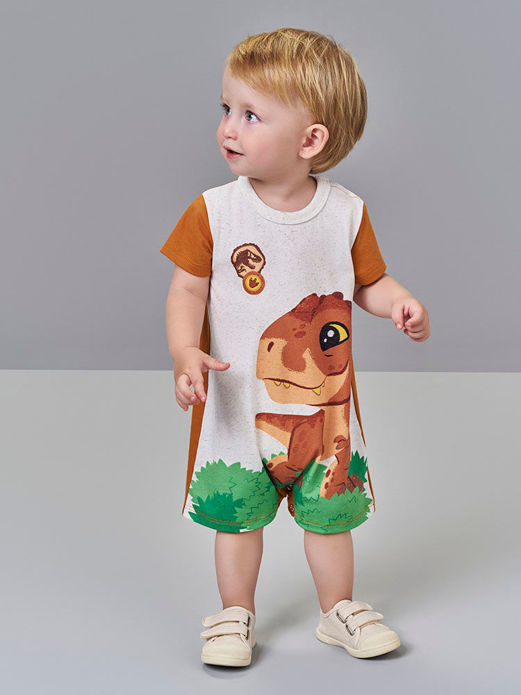 Macacão Bebê Menino T-Rex Jurassic World Deserto Macacão Bebê Menino T-Rex Jurassic World Deserto